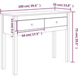  Konzolna mizica medeno rjava 100x35x75 cm trdna borovina, (20712464) | Shoptok.si