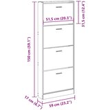 Ormarić za cipele sjajni bijeli 59x17x150 cm konstruirano drvo | shoptok.hr