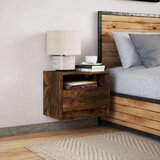 vidaXL Zidni noćni ormarić s LED svjetlima boja dimljenog hrasta | shoptok.hr