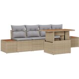 vidaXL Vrtni Sofa Set Set 5 Bež Ratan 5-delni vrtni set Pravokoten | Shoptok.si