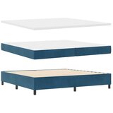 Box spring krevet s LED trakama Plava 200 x 200 cm Baršun - Tamno plava 200 x 200 cm Prošiveno gumbima | shoptok.hr