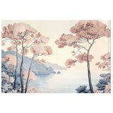  Plakat - Ocean Cliffs and Trees Delicate Motif in Pastel Colors 60x40 Bez okvira | shoptok.hr