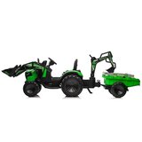 Lean_Toys Otroški Električni traktor TOP-WORKER 12V z zajemalko in prikolico Zelena | Shoptok.si
