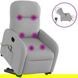 vidaXL električni masažni naslanjač s funkcijo vstajanja siv blago | Shoptok.si