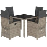  The Living Store Vrtna jedilna garnitura 5-delna z blazinami siv poli ratan - Vrtna Jedilna Garnitura, (21451788) | Shoptok.si