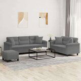 vidaXL 3-dijelni set sofa s jastucima tamnosivi od mikrovlakana | shoptok.hr
