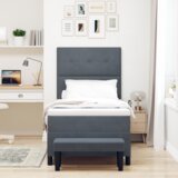 vidaXL Box Spring postelja z ležiščem in klopjo temno siva 80x200 cm žamet | Shoptok.si