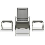 Maison Chic Seti vrtnega pohištva - Vrtna garnitura 3-delna tekstil in aluminij srebrna, (21797255) | Shoptok.si