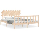 The Living Store Posteljni okvir z vzglavjem 160x200 cm trden les - Posteljni Okvir, (21529701) | Shoptok.si