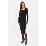 Trendyol Black Square Neck Slit Knitted Dress Cijene