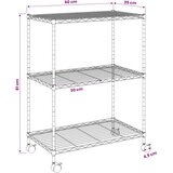  Stalak za pohranu s 3 razine i kotačima 60x35x81 cm crni 150 kg | shoptok.hr