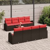  Set sofe 9 pcs Smeđa i crvena Poliester | shoptok.hr