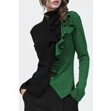 Fenzy Majica Z Volančki, Črno-Zelena | Shoptok.si