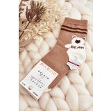Kesi Youth warm socks with teddy bear, light brown Cene