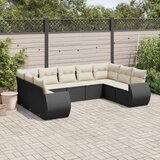 vidaXL 9-dijelni set vrtnih sofa s jastucima crni od poliratana | shoptok.hr