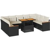  10-dijelni set vrtnih sofa s jastucima crni poliratana bagrem | shoptok.hr