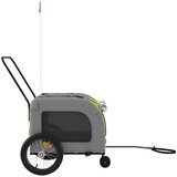 Prikolica za bicikl za pse zeleno-siva od tkanine i željeza | shoptok.hr