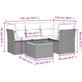  5-dijelni set vrtnih sofa od poliratana s jastucima crni | shoptok.hr