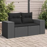 Maison Chic Vrtni kavč - Zunanji kavč dvosed z blazinami črn poli ratan, (22041848) | Shoptok.si