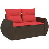  Set sofe 6 kom. Smeđa i crvena Poli Rattan i čelik | shoptok.hr