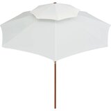  Dvoslojni suncobran 270 x 270 cm s drvenim stupom krem bijeli | Eponuda.ba