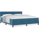 Box Spring Krevet s Madracem Tamnoplavi Super King Baršun | shoptok.hr