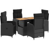Vanjski set za objedovanje 5 pcs Crna Poli Ratan i Drvo Akacije | shoptok.hr