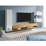 P & B Dnevni Regal Amadeo, Bela, Barva Hrasta, Led, 4-Delno | Shoptok.si