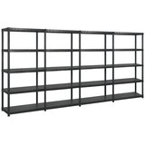 vidaXL regal s policami 5-nadstropni črn 340x40x185 cm plastika Cene