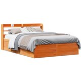 Maison Chic Posteljni okvir - Dvoposteljna postelja - Zakonska postelja z vzglavjem voščeno rjava 120x190 cm borovina, (21693458) | Shoptok.si