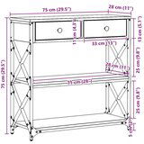  Konsoletni Stol Umjetni Hrast 75x28x75 cm Opisano Drvo i Čelik | shoptok.hr