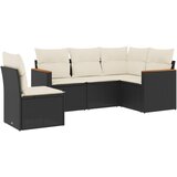 Maison Chic Seti vrtnega pohištva - Vrtna garnitura - Vrtni pohištvo set 5-delna z blazinami črn poli ratan, (21815917) | Shoptok.si
