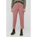 PS Paul Smith Vunene hlače za žene, boja: narančasta, široke, visoki struk