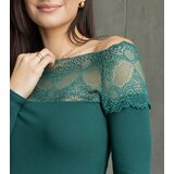 Gemre Green Spanish blouse with lace insert Vikija | Shoptok.si