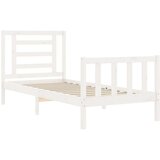  Posteljni okvir z vzglavjem bel 2FT6 trden les | Shoptok.si