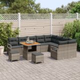  Vrtna sedežna garnitura z blazino 12 pcs Siva 80 x 80 x 71 cm, (5000020432) | Shoptok.si