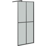 Pregrada za tuš s policom crna 80 x 195 cm s mutnim staklom ESG | shoptok.hr