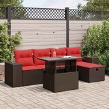  6-dijelni set vrtnih sofa s jastucima smeđi od poliratana | shoptok.hr