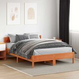 Maison Chic Posteljni okvir - Dvoposteljna postelja - Zakonska postelja brez vzmetnice voščeno rjava 140x200 cm trdna borovina-J2896, (21759364) | Shoptok.si