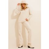 Trend Alaçatı Stili Women's Cream Polo Neck Top and Palazzon Trousers Knitwear Top and Bottom Set | shoptok.hr