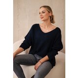 Kesi Włoski Włoski V-neck sweater navy blue Cijene