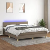vidaXL Box spring postelja z vzmetnico LED taupe 160x200 cm blago