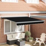 vidaXL Ročna retraktibilna tenda Črna 300x250 cm, Zamenjava blaga za tendo za okvir 3x2.5 m Črna | Shoptok.si