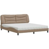  Postelja z vzmetnico kapučino 180x200 cm umetno usnje | Shoptok.si