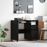 vidaXL Crni Hrast Stol za Računalo Crni Hrast Konstruirano drvo, Metal | shoptok.hr