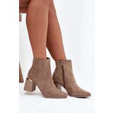 Boto Insulated Women's Ankle Boots on Heel with Eco Suede Beige Brivelle | Shoptok.si
