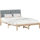 vidaXL Posteljni okvir z oblazinjenim vzglavjem Rjava 135 x 190 cm | Shoptok.si