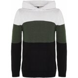 Trendyol Khaki Men's Regular Fit Hooded Color Block Knitwear Sweater. cene