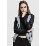 Urban Classics Ladies Diamond Leather Imitation Sleeve Zip Hoody gry/blk | Shoptok.si