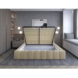 ELTAP Bež tapecirani bračni krevet s prostorom za odlaganje s podnicom 160x200 cm Lamica – | shoptok.hr